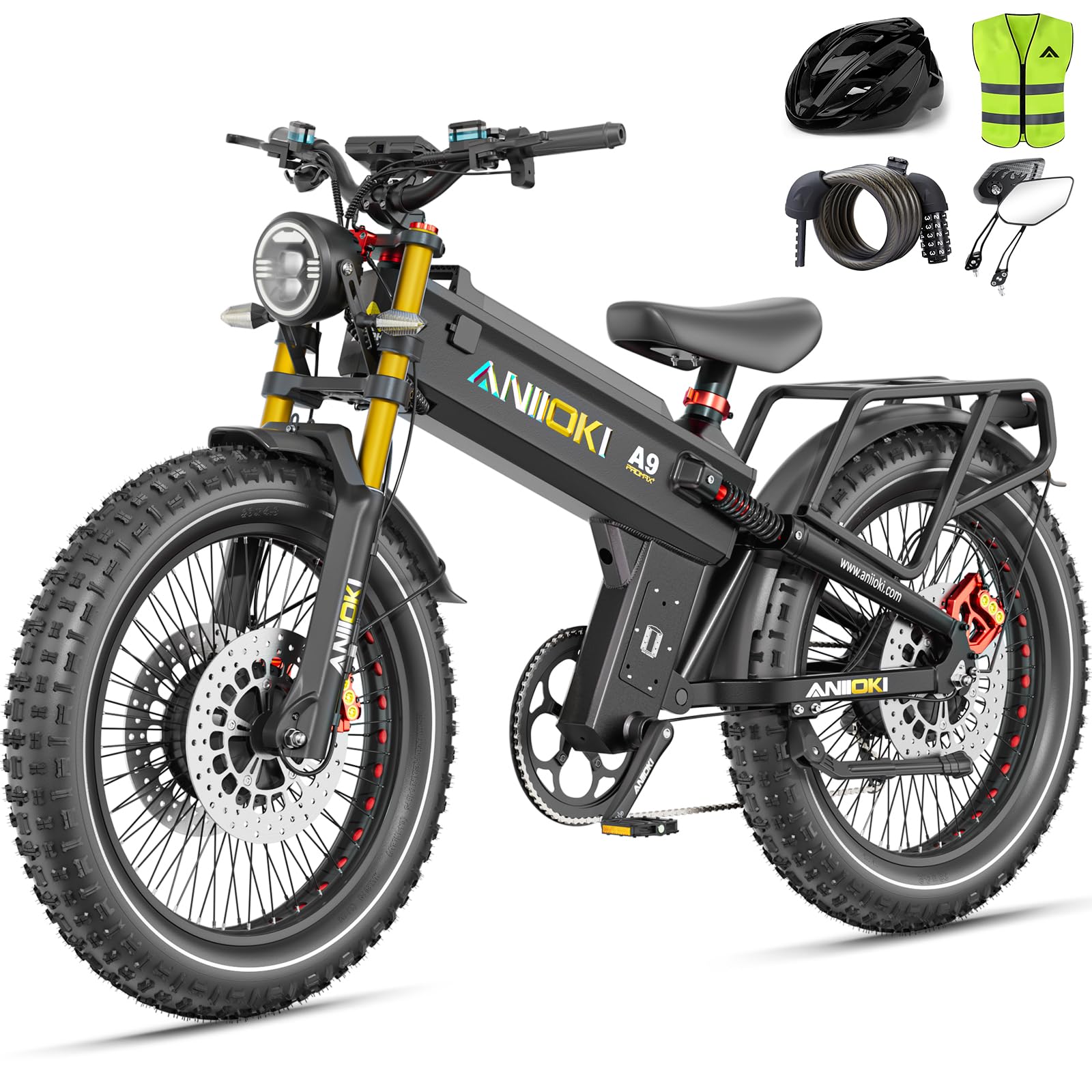 ANIIOKI A9 PRO MAX 6000W Dual Motor Electric Bike for Adults｜60V 70/80Ah High-Capacity Battery｜45MPH Long Range Electric Bike｜Premium Adult Ebikes with Powerful Performance