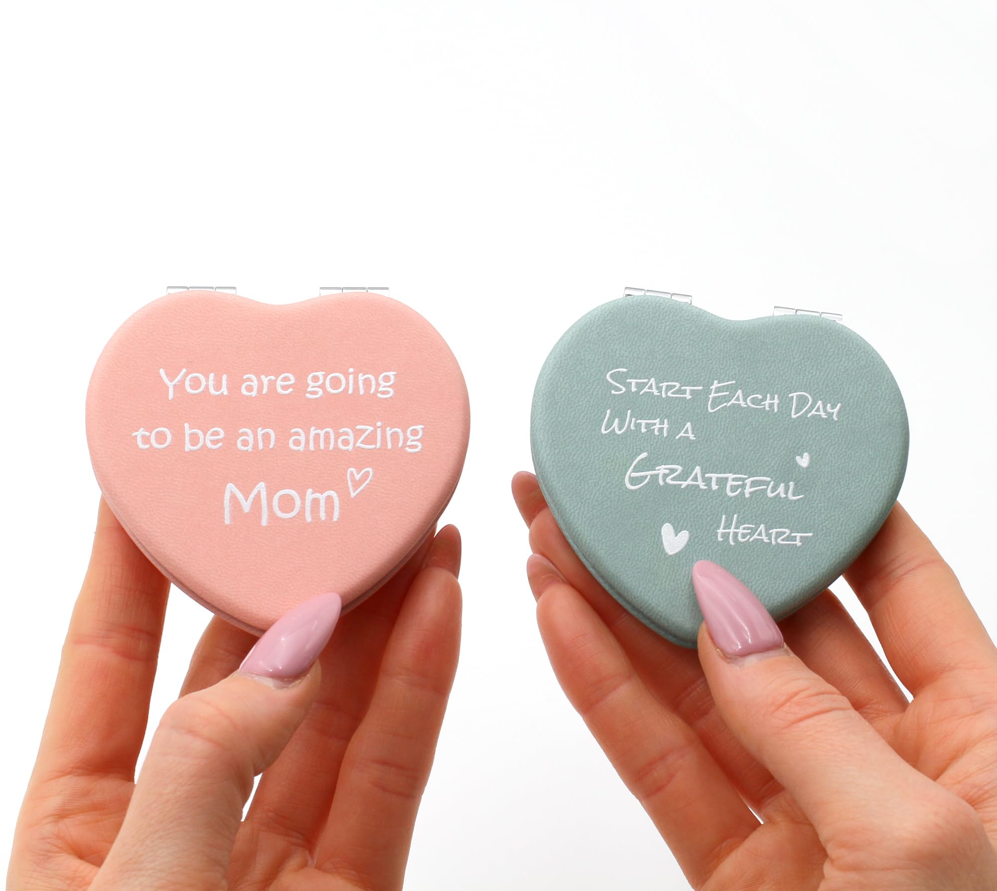 CustomDesign.Shop Specchietto Compatto Cuore Personalizzato Mirror | Specchio Trucco da Borsa con Testo | Regalo Personalizzato per Donna, Mamma, Damigella, Compleanno & Natale – Rosa