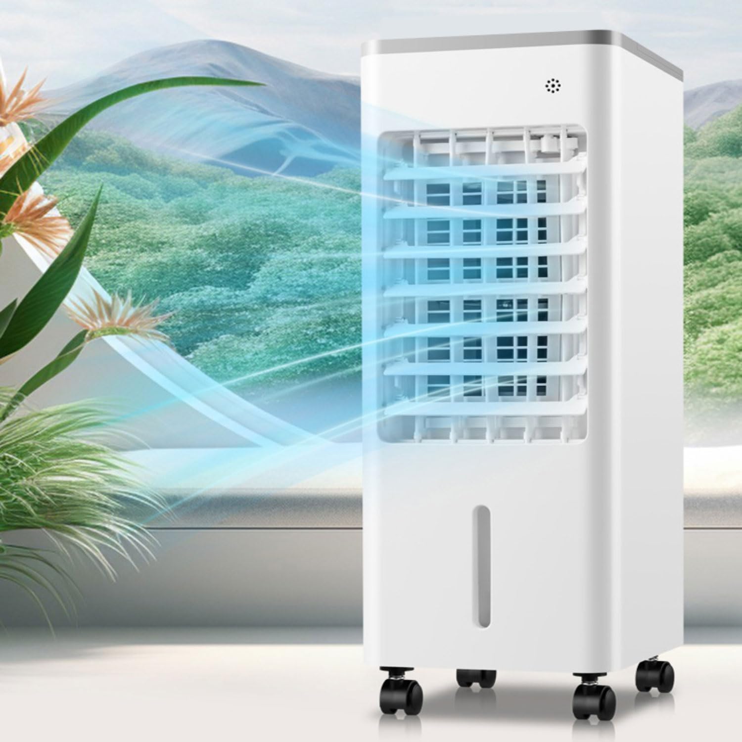 Portable Air Conditioning Unit AC Air Con Conditioner Cooler On Wheels with Cooling Fan & Humidifier 8H Timer 3 Speeds 90°Oscillating Evaporative Air Cooler for Home Office Bedroom (White)