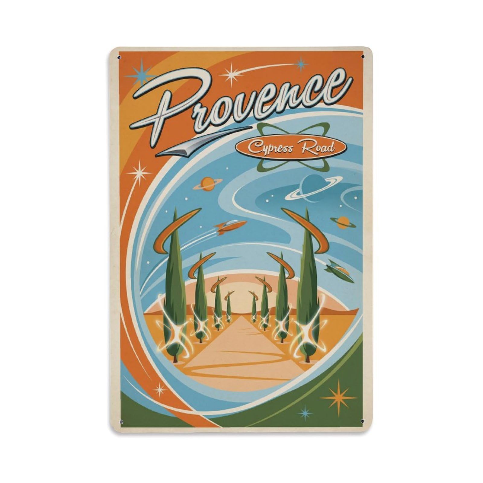Gead 8X12inch Style Vintage Travel Provence Cypress Avenue Metal Tin Sign