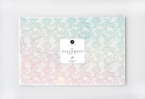 Miniatura 3 de DB Party Studio - Juego de 25 manteles individuales de papel desechables con diseño de encaje rosa y azul, para baby shower, boda, recepción,