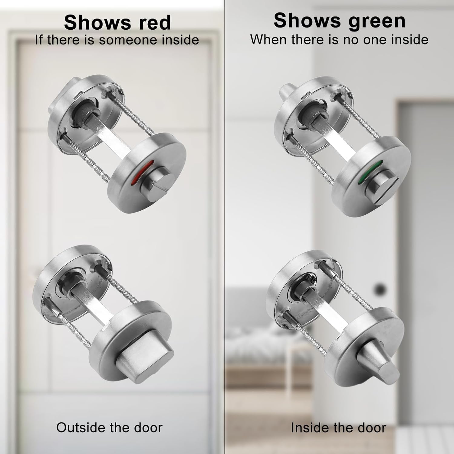 HENGBIRD Rosetta per WC con indicatore di occupazione, in acciaio inox, per porta WC, in acciaio inox, bagno