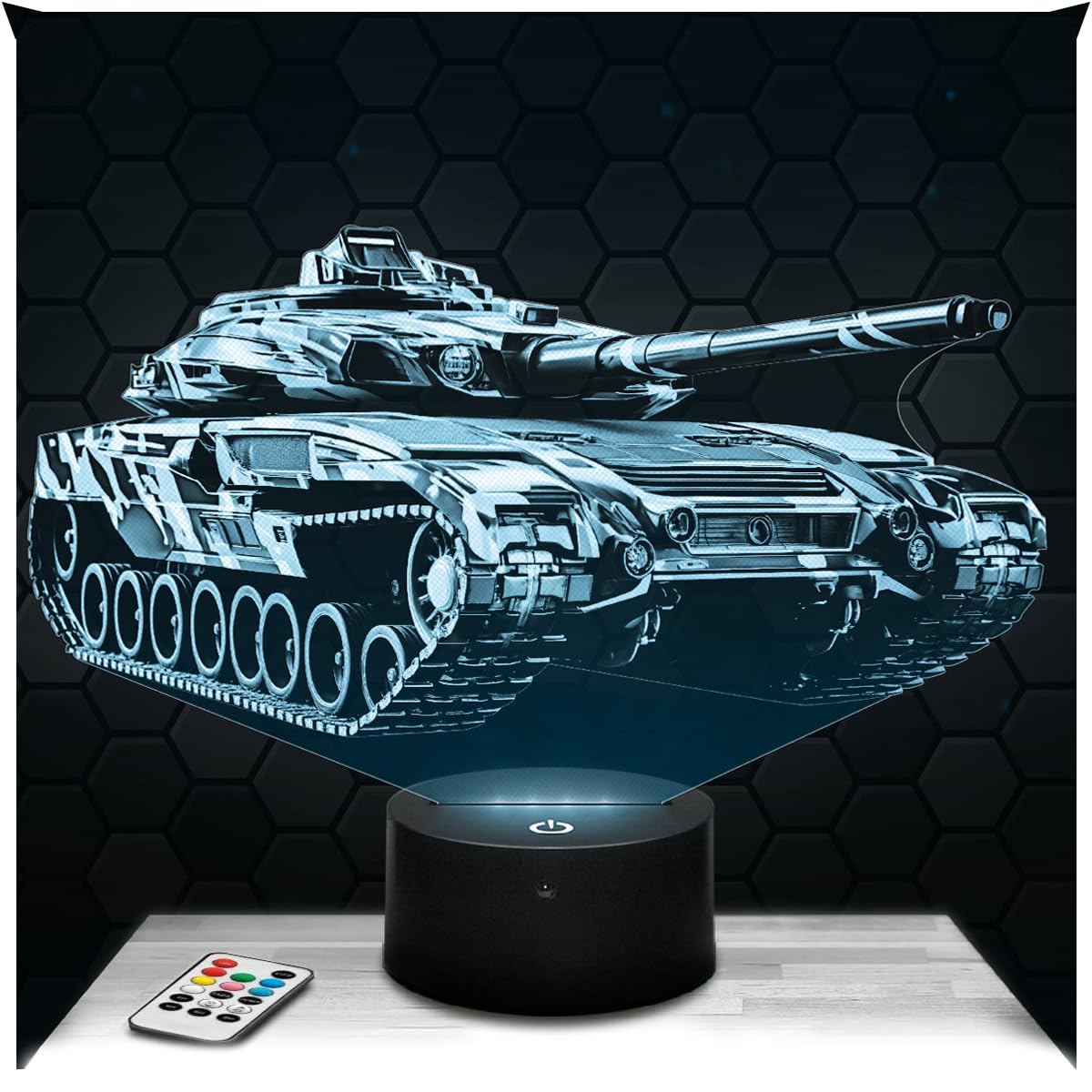 Lampephoto.fr - Leopard 2 Tank 3D Lamp, Night Light 3D LED Illusion Lamp, Miniature Collection German Army War, Gift idea for Boy's and Girl's Room, Night Light for Children's and Adult's Bedroom