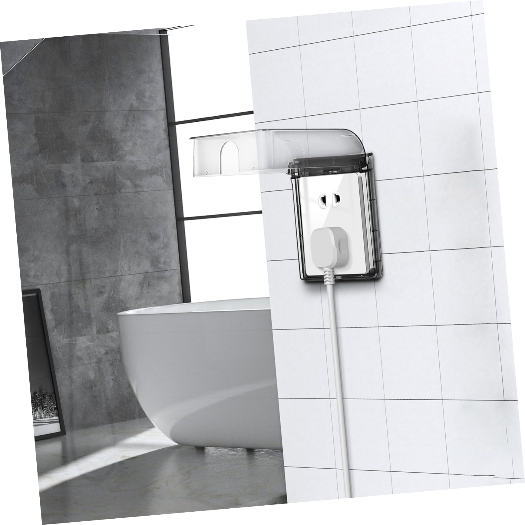 TOPBATHY 4 Set Di Coperture Per Prese Resistenti Alle Intemperie Per Protezione Da Parete Adesiva Prese Ultrasottili 2 Pezzi*4