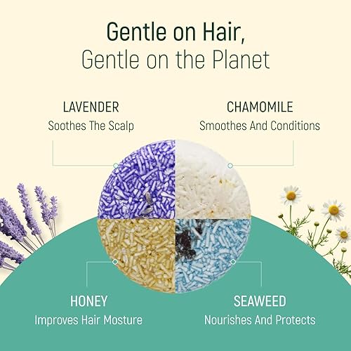 Miniatura 4 de Barra de champú sólido y jabón para el cabello con efecto acondicionador, paquete de 4 barras de champú 100% orgánicas para cabello con todos los