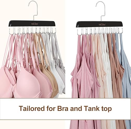 Miniatura 4 de TOPIA HANGER CT46B-2 - Percha para brasieres para armario, paquete de 2 perchas para camisetas sin mangas, 40 ganchos de capacidad, plegables de