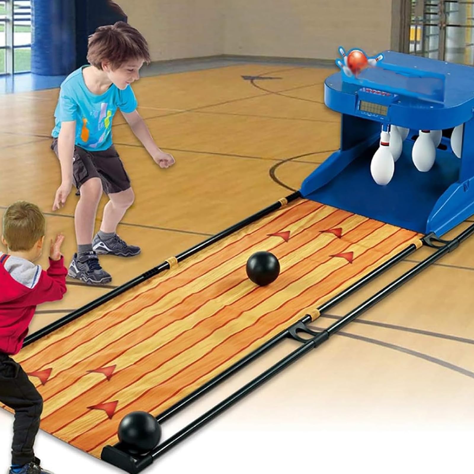 Gioco di Bowling per La Casa, Gioco di Bowling con Tabellone Segnapunti Elettronico A LED con Azzeramento Automatico, Illuminazione, Effetti Sonori di Simulazione per Un Gioco Interattivo