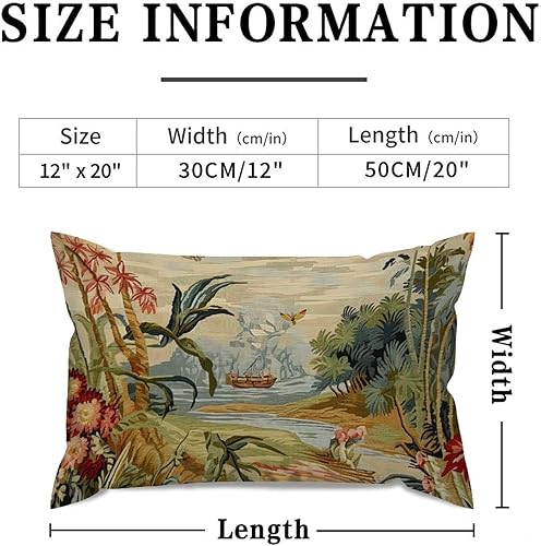 Miniatura 2 de ArogGeld Funda de cojín lumbar asiática de estilo chinoiserie, de lino marrón, pájaro y flor, funda de almohada asiática para sala de estar,