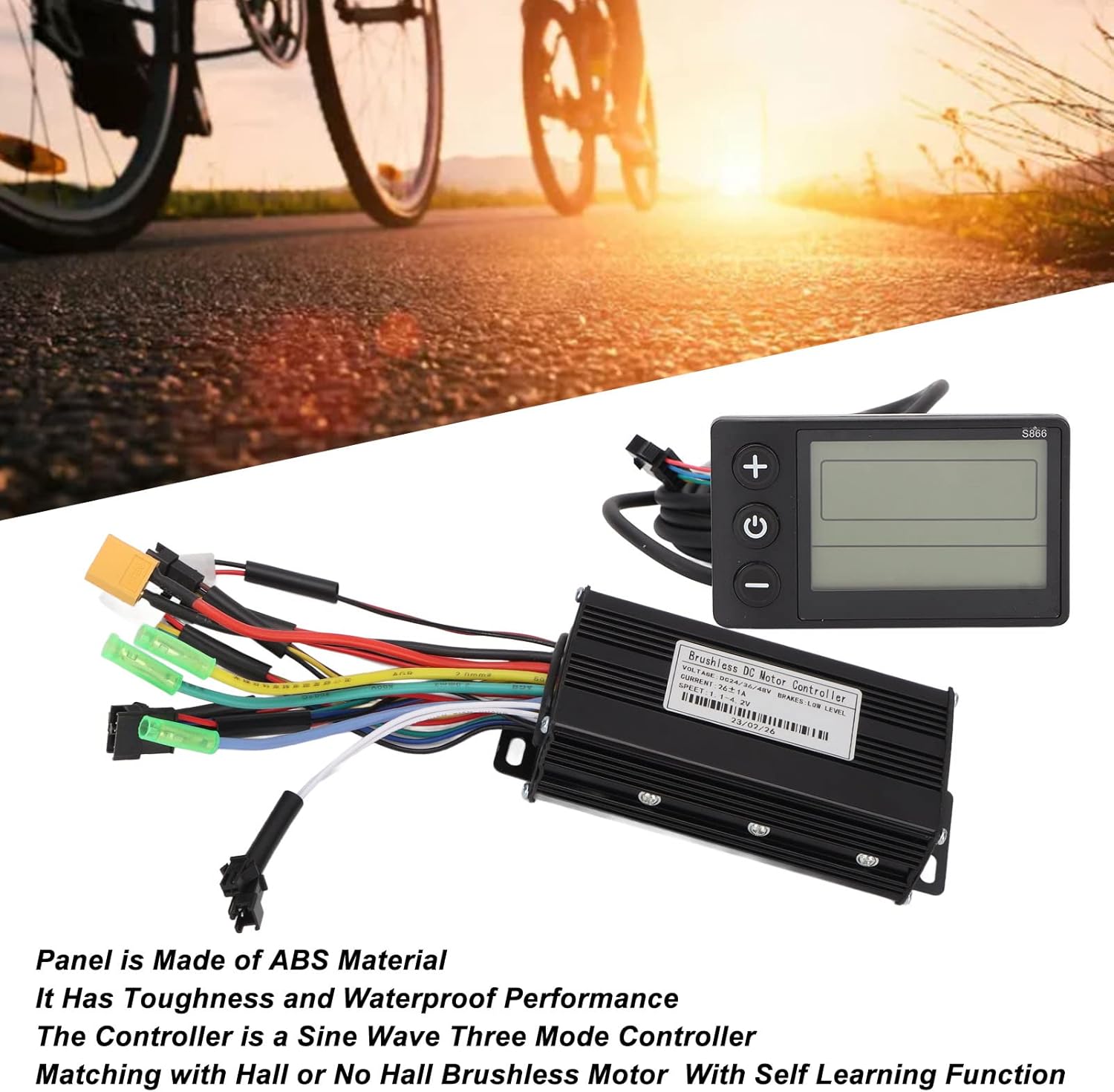 Motor Brushless Controller S866 Panel 26A 3 Mode Sine Wave Set for Mountain Bike Electric Bicycle, 48V Ebike Controller, Ebike Controller 48V 750W, 36V Ebike Controller