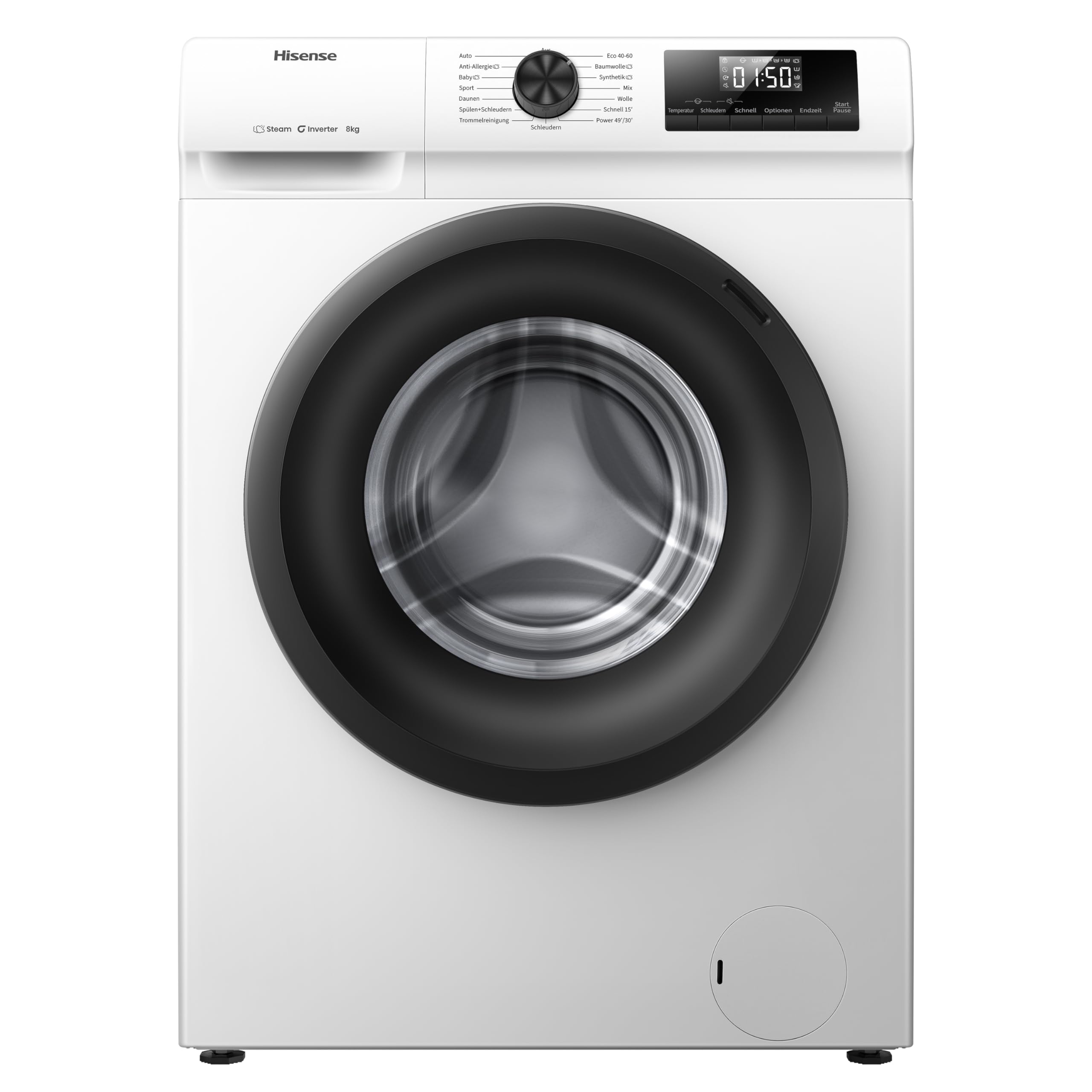 Hisense WF1Q8041BW Waschmaschine 8KG 1400 U/Min 15 Programme Dampffunktion A Energieklasse Weiß