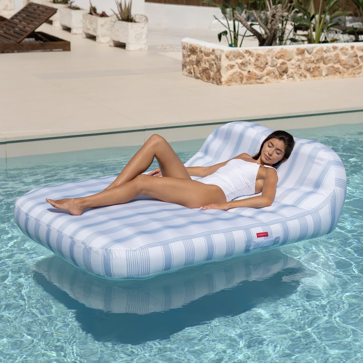Flamingueo Colchoneta Piscina - Tumbona Hinchable - Extra Grande - Estructura Interior PVC - Funda Exterior Poliéster