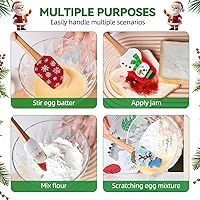 Vista 3 de DOITOOL 8 espátulas de silicona de Navidad, Papá Noel, alce, muñeco de nieve, muñecos de nieve, espátula para pastel de Navidad con mango de madera