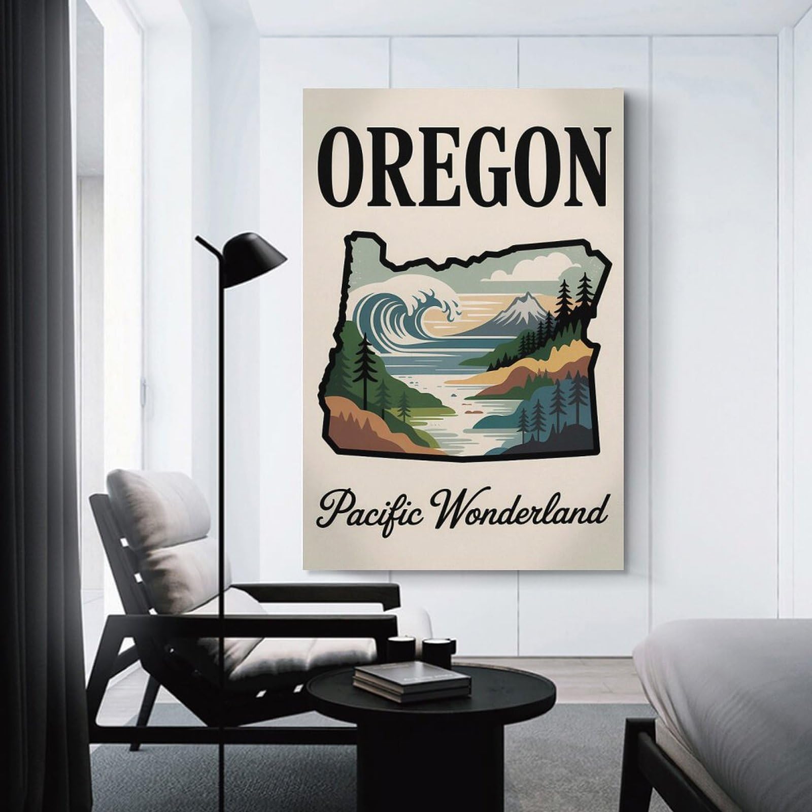 Junmoney Oregon Pacific Wonderland Travel Canvas Wall Decor 20x30inch(50x75cm), for Calm Bedrooms, Home Corners Or Flats, An Easy Wall Refresh for Bedrooms