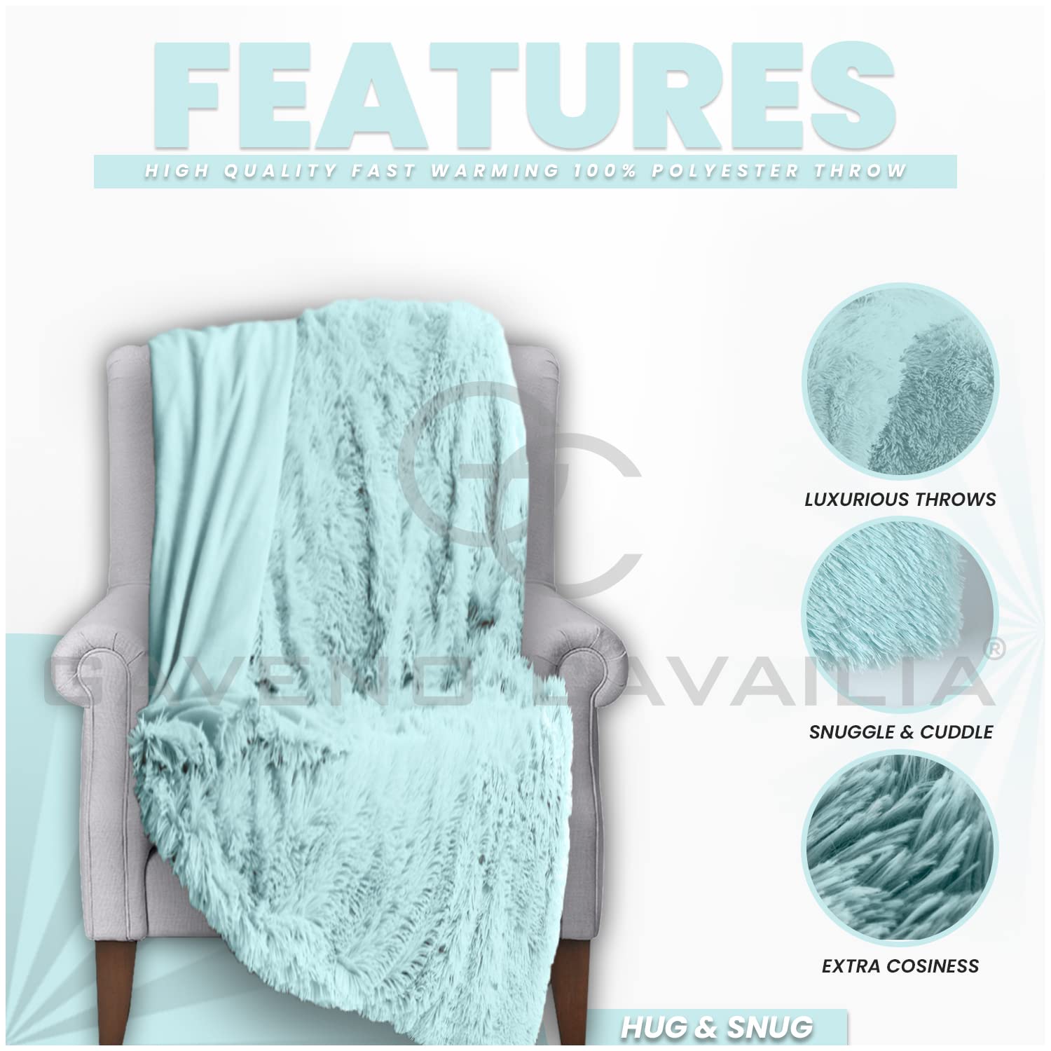 Gaveno Cavailia Hugg and Snugg Teddy Fleece Sofa Bed Blanket, Super Soft Fluffy Easy Care Decorative Throw - Image 3