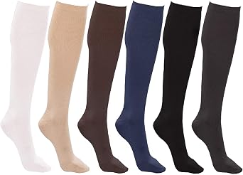 Winterlace Womens Trouser Socks, Opaque Stretchy Nylon Knee High, Many Colors, 6 or 12 Pairs