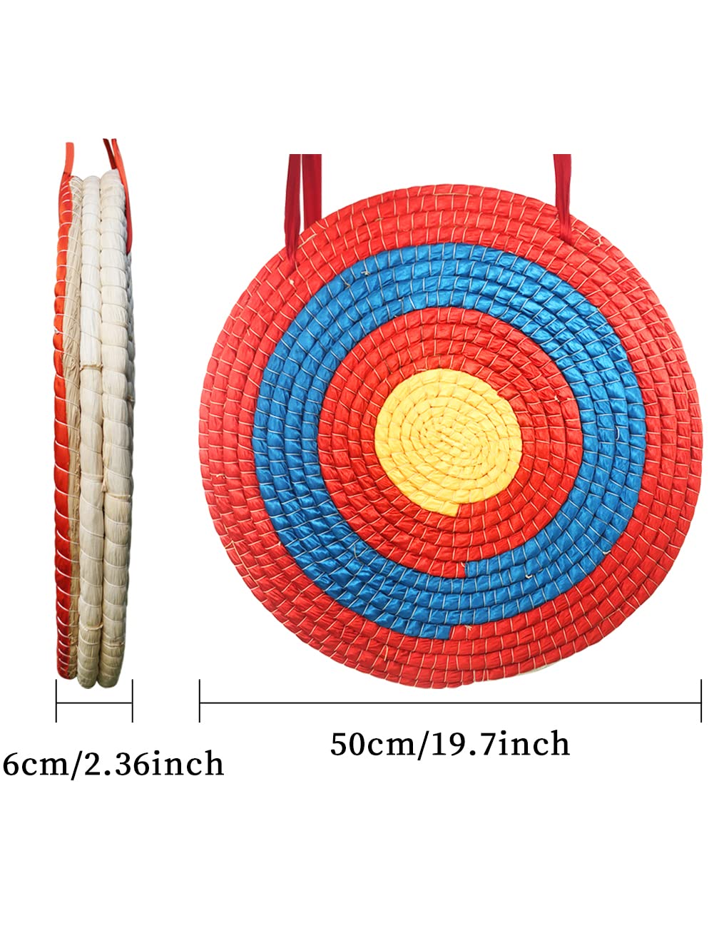 longbowmaker 50x50x6cm Bogenschießen Zielscheibe Stroh Ziel rund traditionellen Strohscheibe Durchmesser zum Anfänger Bogensport