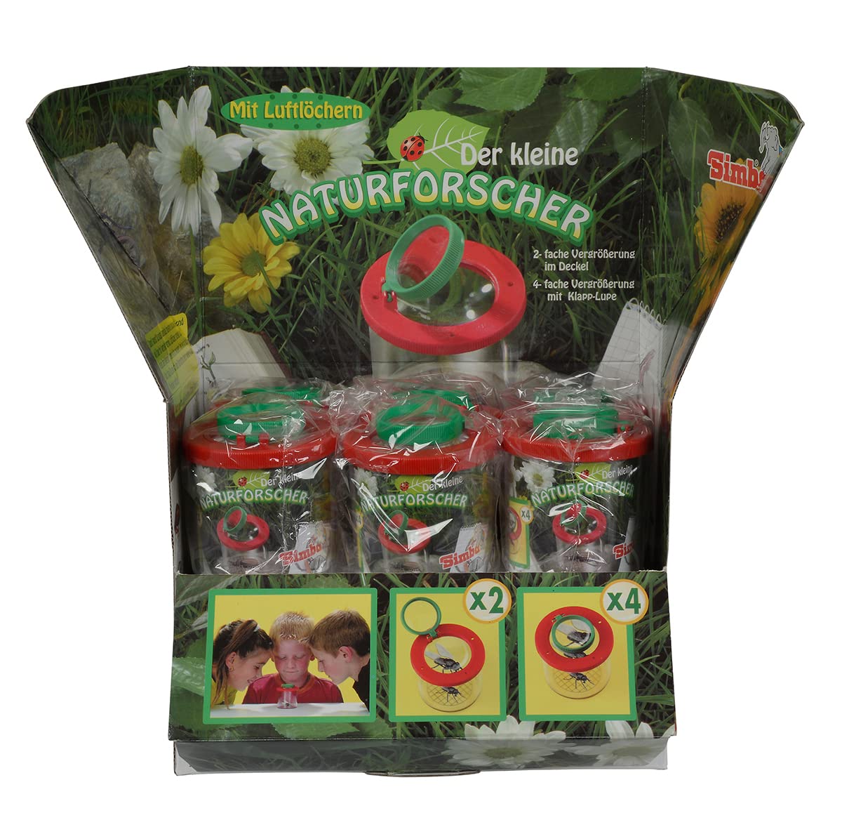 Simba 107879662 - World's Best Bug Viewer, Doppelvergrößerungsbecher zur Beobachtung von Insekten, Blumen, Briefmarken, Blättern, Münzen, Entdeckerspielzeug, Lupe, ab 3 Jahren