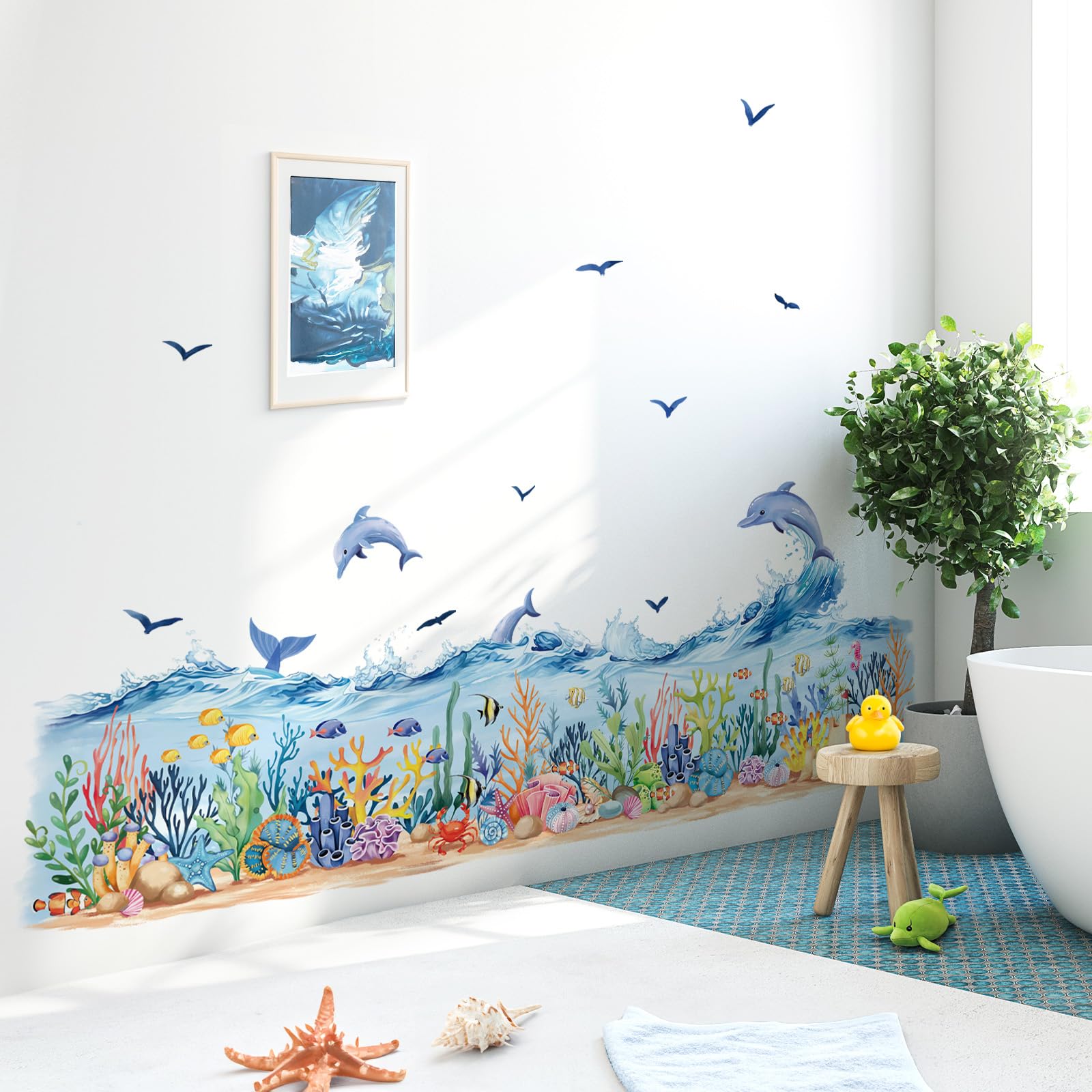 Under The Sea Wall Decals - Fish, Sharks & Seaweed Ocean Theme Kids Room Decor