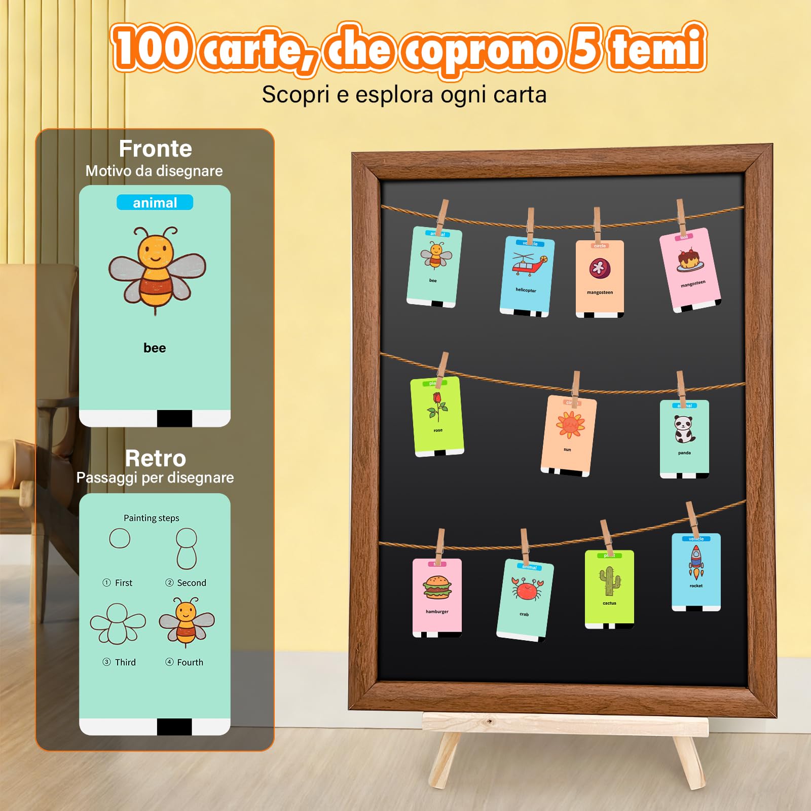 Ruycllo Robot da Disegno per Bambini, Giocattolo Educativo con Funzione Vocale – 100 Carte e Pennarelli per Bambini da 3 Anni, Favorisce, Batteria Ricaricabile USB-C, Regalo Creativo, Bianco