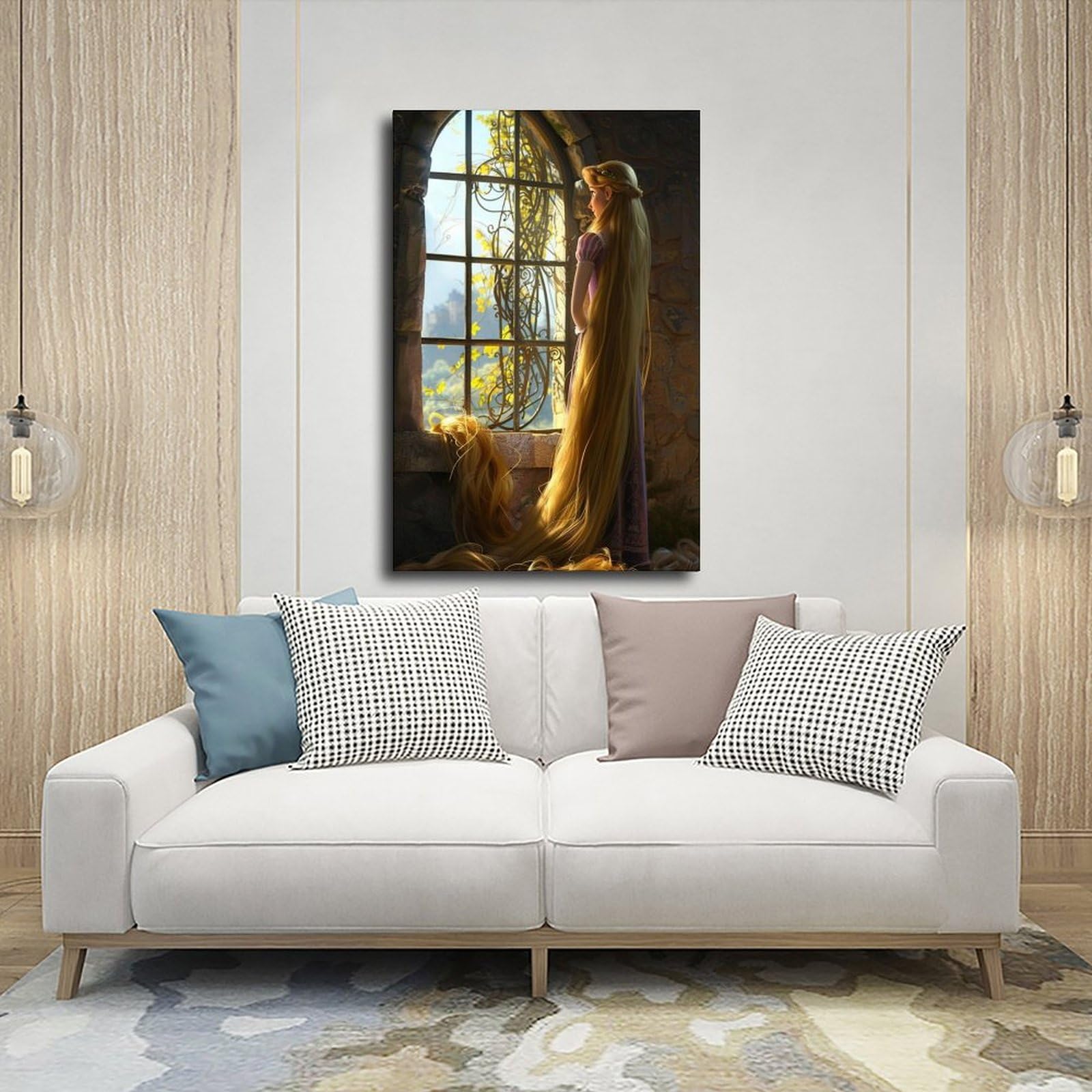 NFFBGFD Stampa artistica da parete su tela, motivo: Rapunzel Skurrile Kinderzimmer Dekoration, 50 x 75 cm