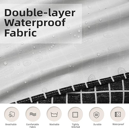 Miniatura 3 de NLUS Paquete de 2 delantales de cocina de cocina, delantal de chef ajustable impermeable con 2 bolsillos para hombres y mujeres (rayas grisescuadros