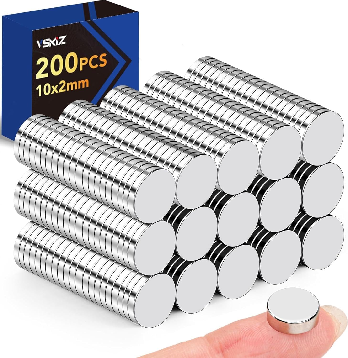 10x2mmSmall Magnets, 200Pcs Small Round Refrigerator Magnet Tiny Neodymium Disc Magnets Mini Rare Earth Magnet for Fridge, Crafts, Whiteboard and Kitchen,Office