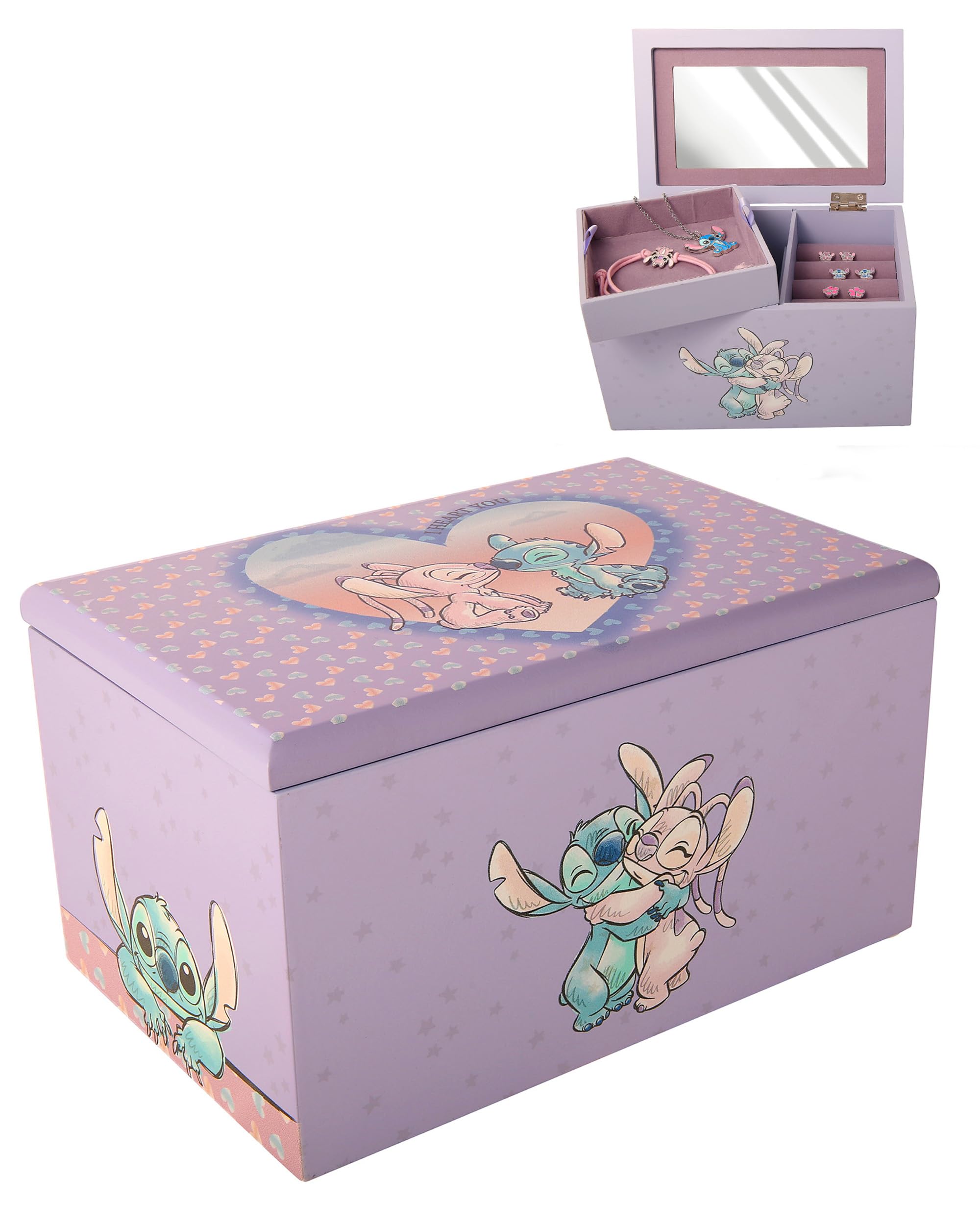 Amazon.com: Disney Stitch and Angel Jewelry Box with Tray Official