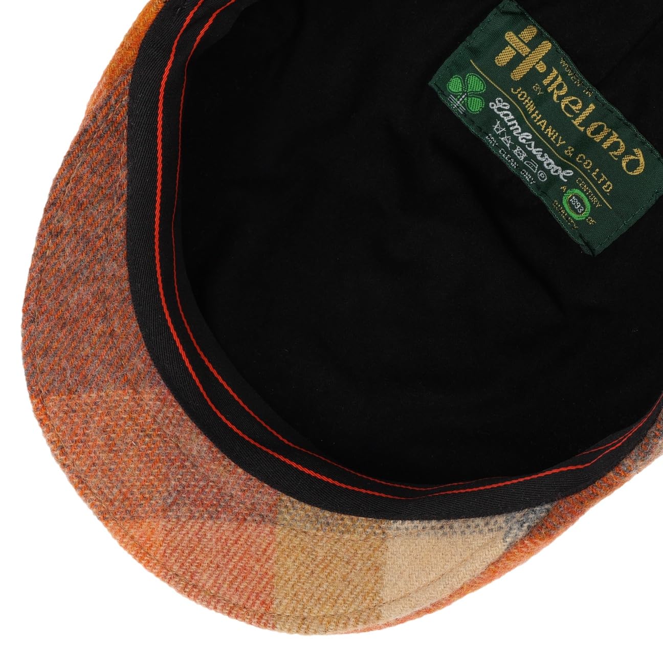 LIERYS John Hanley Colour Check płaska czapka z daszkiem dla kobiet/mężczyzn – Made in The EU jesień-zima, jesień, zima, XL (60-61 cm), pomarańczowa