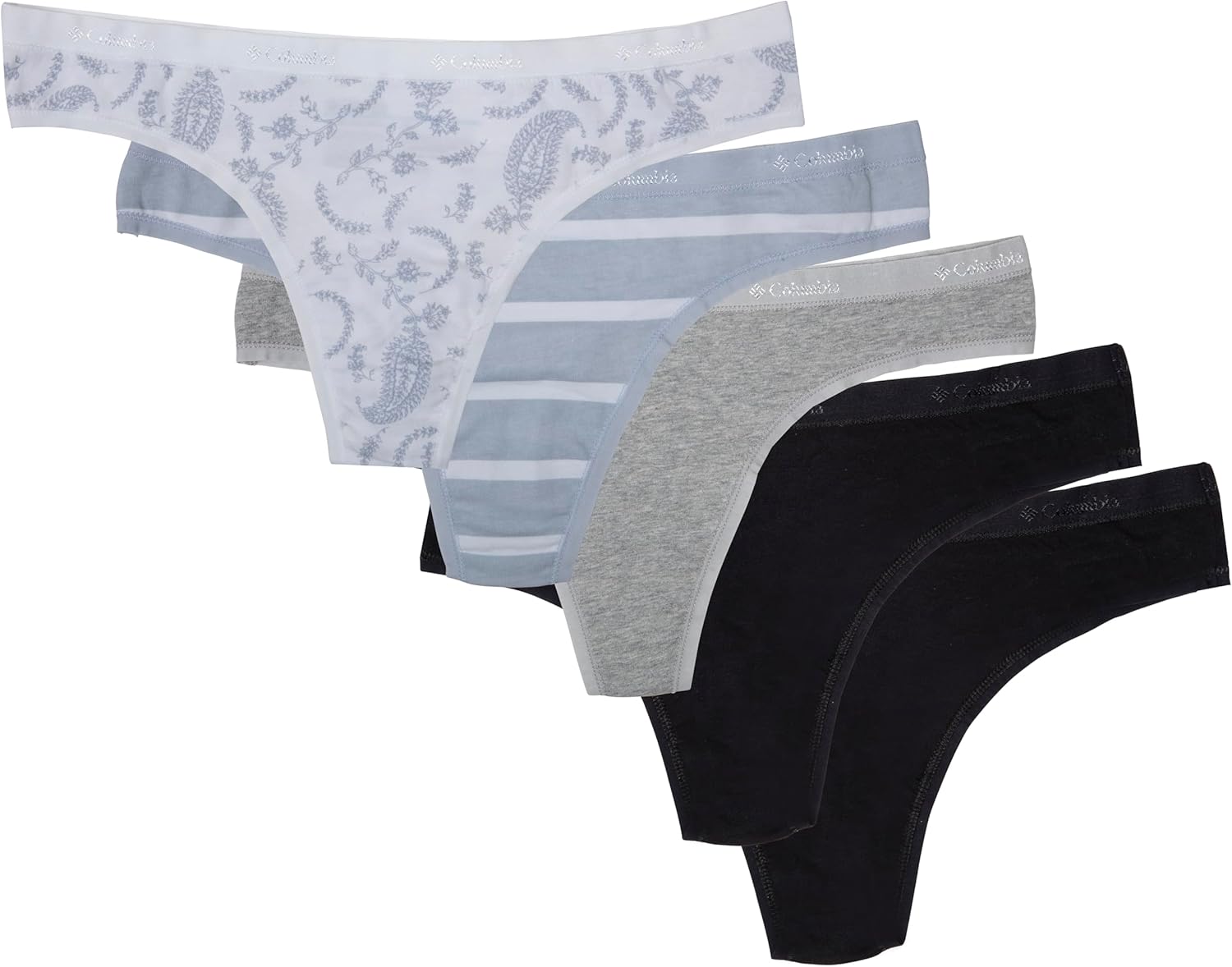 Columbia womens 4-way Stretch Cotton Thong 5-pack