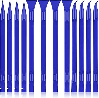 12 PCS Carbon Fiber Plastic Scrapers Tool, Non-Scratch Scraper Tool for Tight Spaces, Multi-Purpose Label Scraper Pen-Shaped, for Car Cleaning Supplies, Kitchen, Crevices, Stains (Blue)