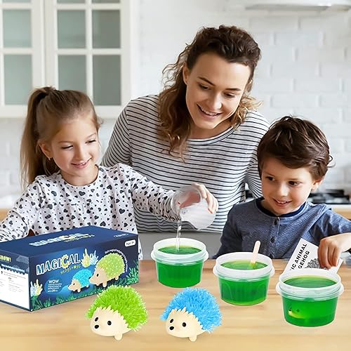 Miniatura 8 de sdaymol Kit de cultivo de cristal para niños, 2 colores de erizo para crecer rápidamente (24 horas), experimentos científicos, juguetes educativos y