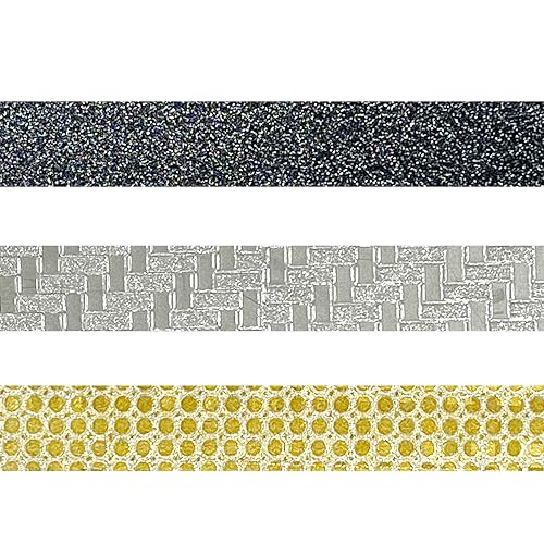 Miniatura 3 de allydrew Glitter and Shine Washi Cintas decorativas de enmascaramiento (juego de 3), Onyx Glitz y Glitter