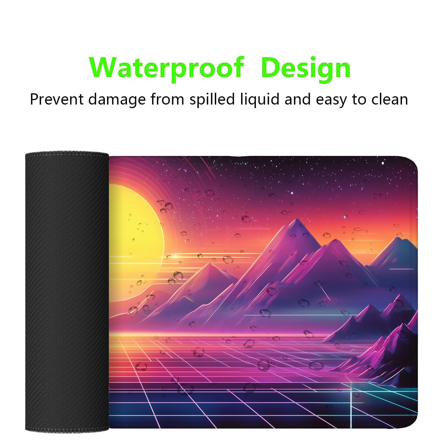 Arcade Horizon Gaming Mouse Pad 80s Neon Estetica Retro Sun Mountains Tappetino per mouse da gioco esteso con bordo cucito Base antiscivolo Grande Mouse Pad 80 x 30 cm Ufficio Home Decor per donne e