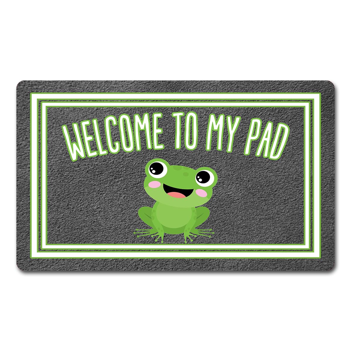 Funny Welcome Mat with Rubber Back 30"(L) x 18"(W)Welcome To My Pad Cute Frog Funny Doormat for Entrance Way Indoor Decor Mats for Front Porch Mat No Slip House Warming Gift Novelty Gift Frog