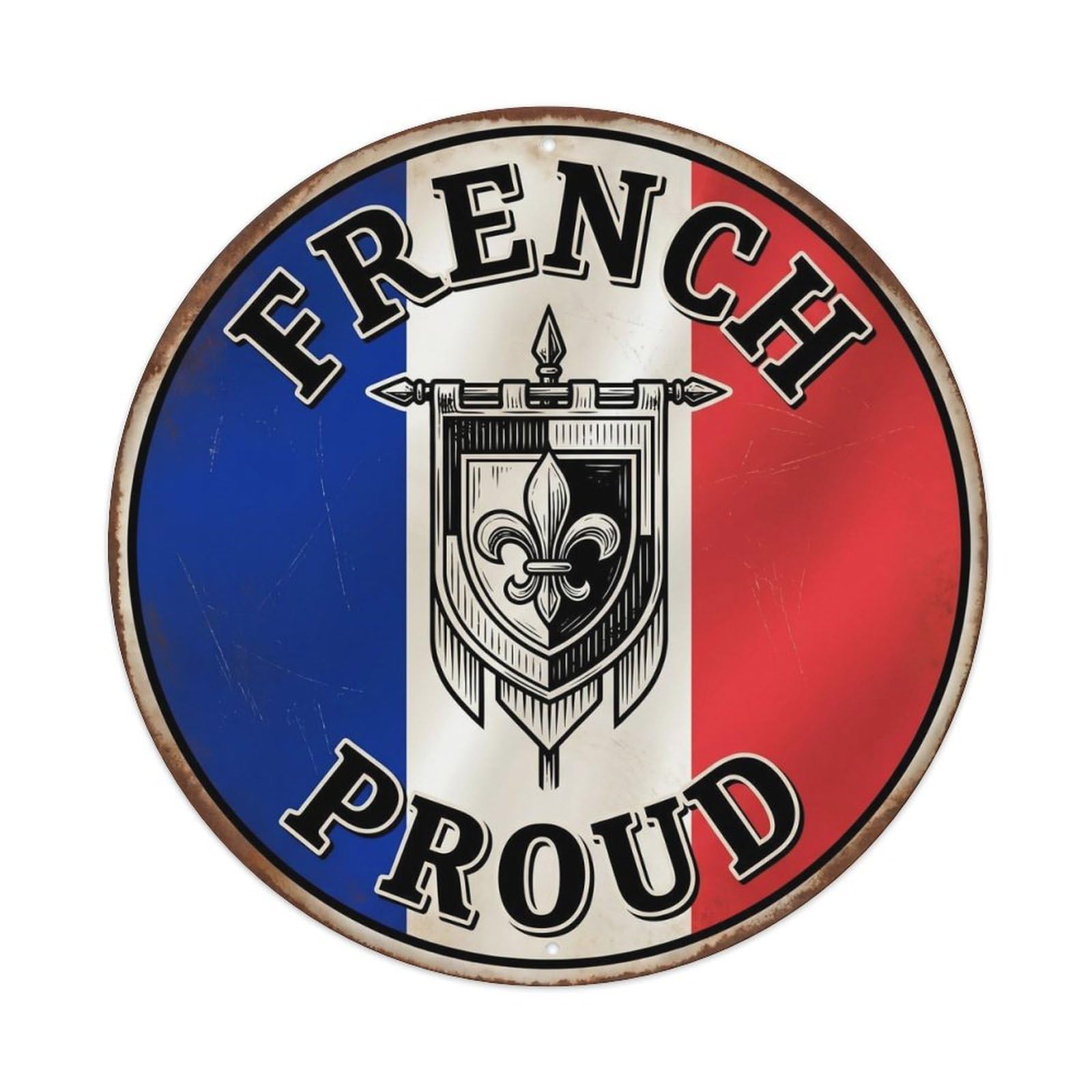 Olhnbad Style French Proud Banner Heraldry Heritage Emblem Metal Tin Sign