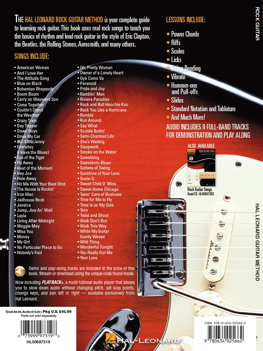 Hal Leonard Rock Guitar Method - Learn Rhythm and Lead Guitar | Step-by-Step Lessons with 70 Rock Songs, Riffs, Chords, and Techniques | Includes ... (Hal Leonard Guitar Method (Songbooks))