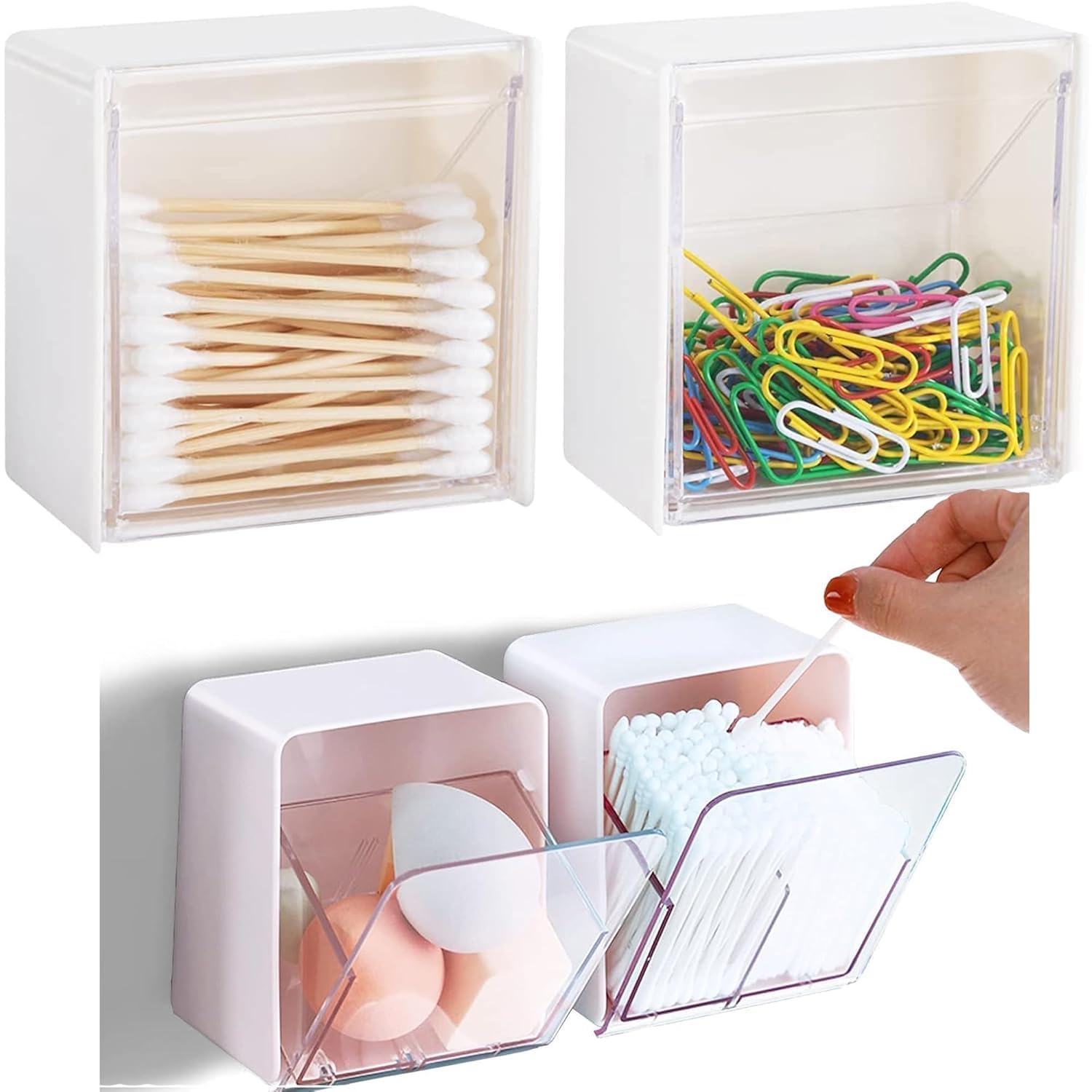 Wall Mounted Storage Box, Self Adhesive Organizer, Transparent Plastic with Flip Cover, Waterproof, Dustproof, No-Drill Wall Organizer Box (2)-image-30