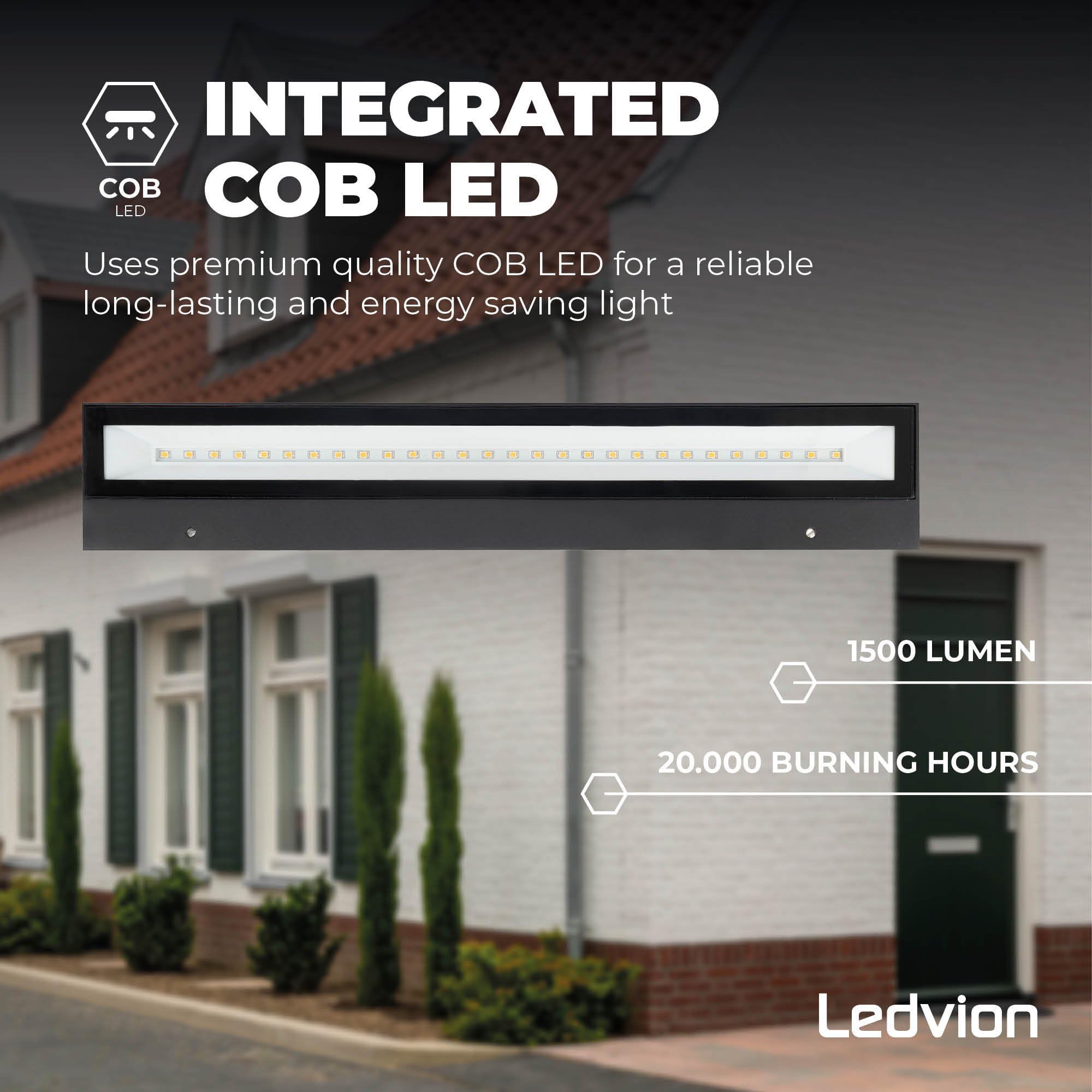 Ledvion - Applique LED, 15W, 1500 Lumens, IP44 Résistante aux Éclaboussures, Lampe Extérieure, Éclairage Extérieur, Éclairage de Jardin, Éclairage de Façade