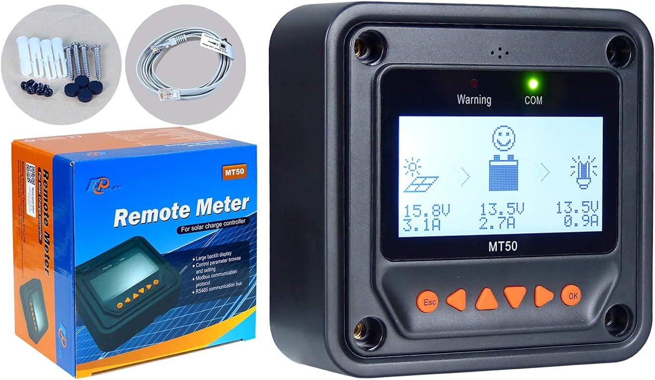 MT50 Remote Meter Only Suitable for EPEVER Tracer-AN/BN Series and LS-B(P), VS-BN, Tracer-BN, eTracer, iTracer, Monitor and Set Data of Solar Charge Controller (MT50)