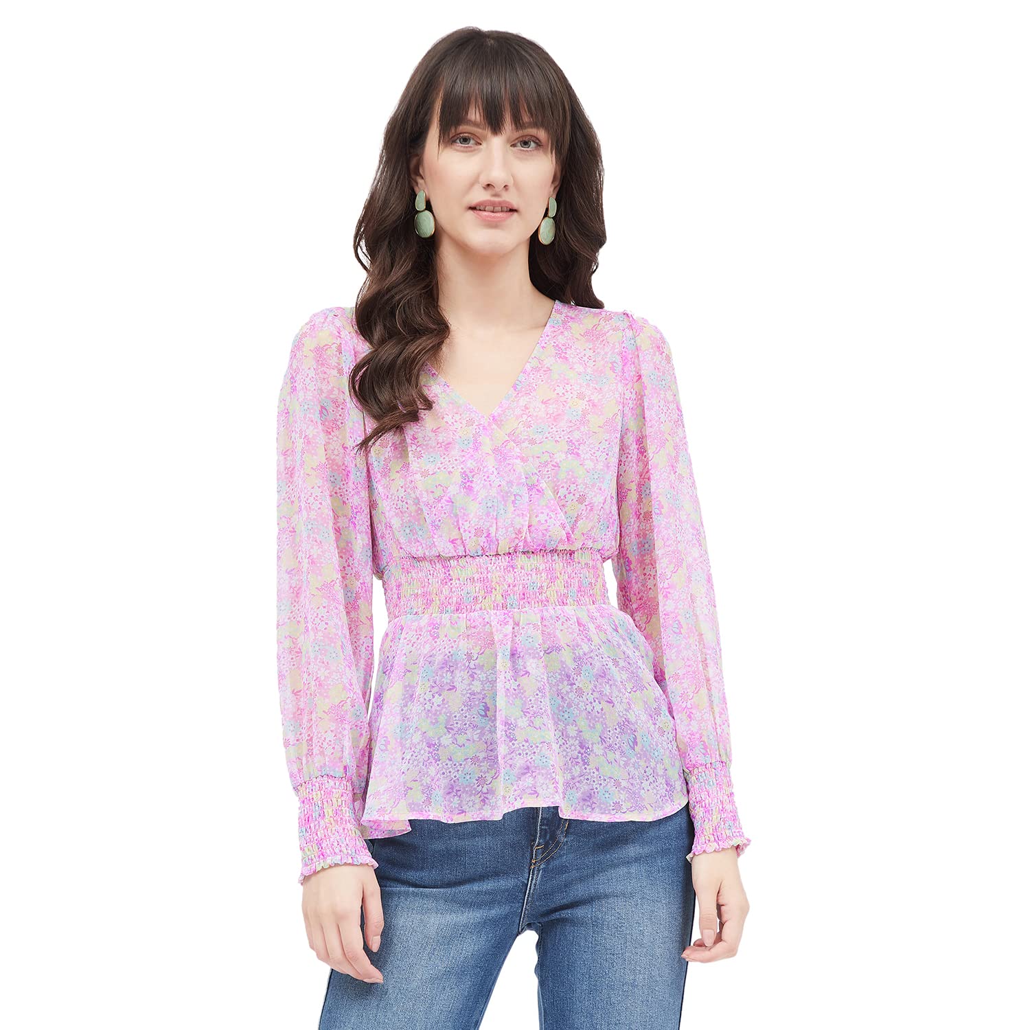 eiko Women's Polyester Multi-Colored Peplum Top-picture-25