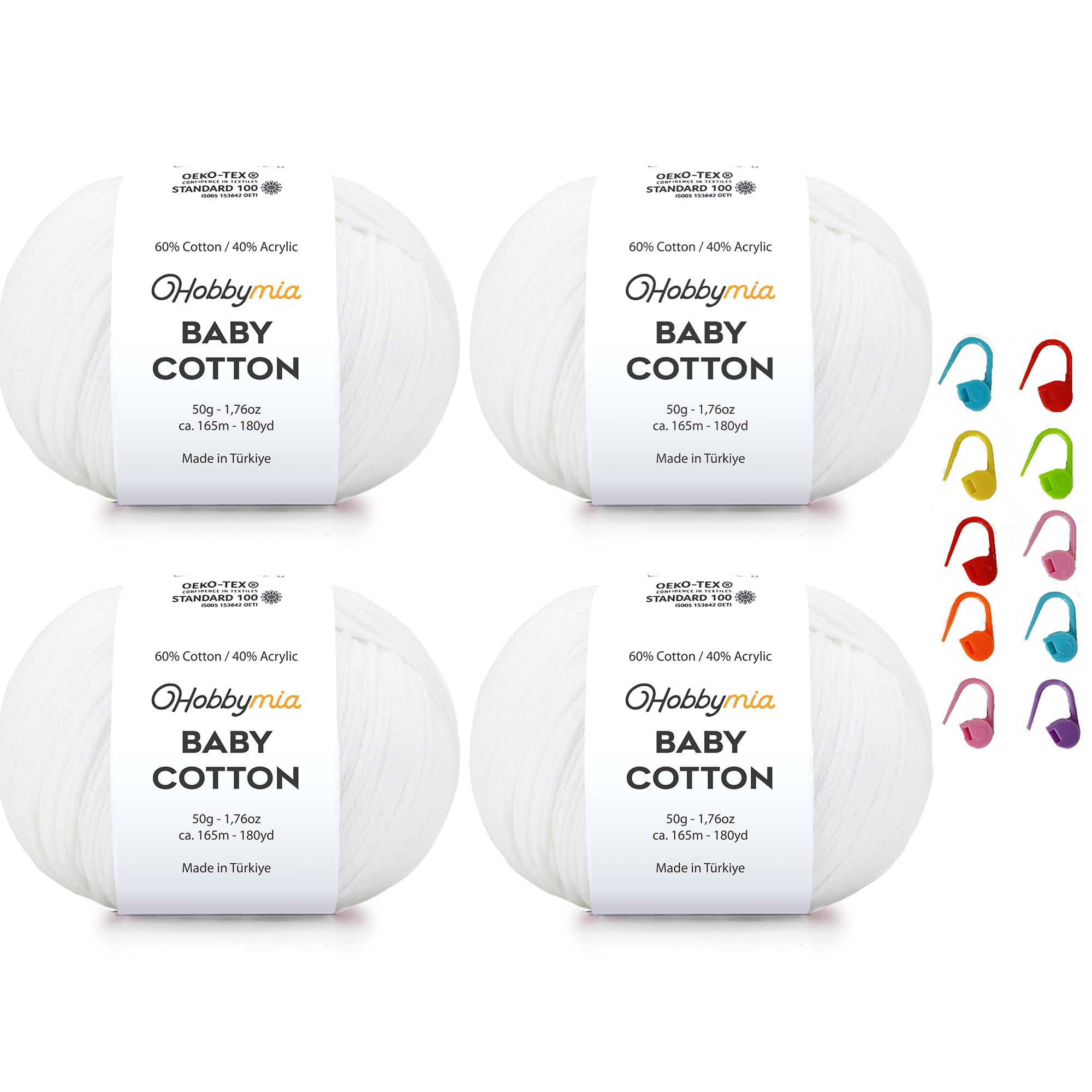Baby Cotton Blend Yarn – Soft Sport Weight Yarn for Crochet & Amigurumi - 50g/180yds - 60% Cotton 40% Acrylic - Ideal for Baby & Knitting Proj.(Neon Green, 1 Ball) — view 14