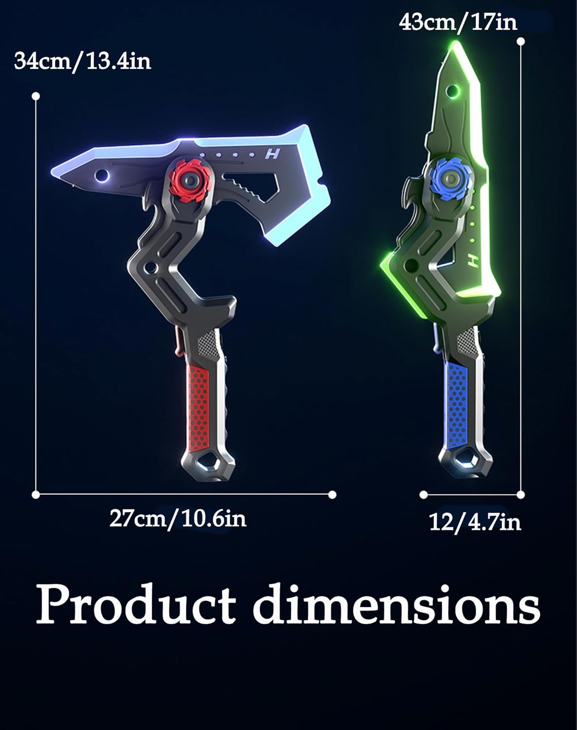 2-in-1 Transforming RGB Dual Axe Blade, Combinable Battle Axes Light Blades, One-Click Axe/Sword Switch, 7-Color Flowing RGB LED, Intelligent Sound and Dynamic Smoke Spray System (Mix 2Pcs)
