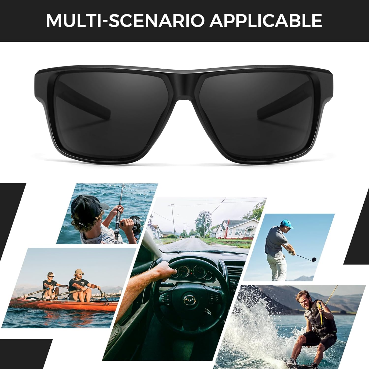 SUNGAIT Polarized Square Sunglasses for Men Outdoor Sun Glasses Goggles UV400 Driving Fishing Running - Image 3