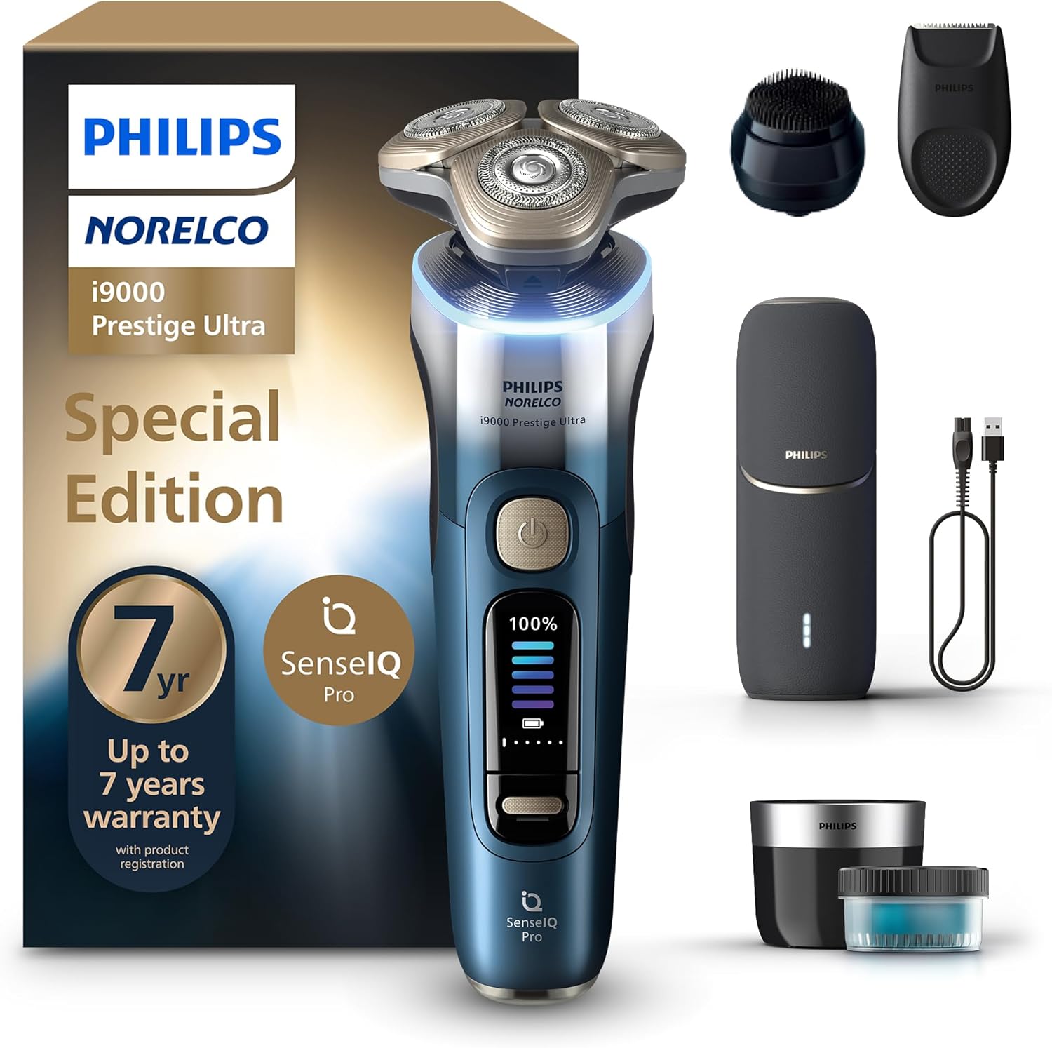 Philips Norelco Shaver i9000 Prestige Ultra Special Edition – Wet & Dry Electric Shaver, SenseIQ Pro Technology, Triple Lift & Cut System, 360 Rotating NanoTech Precision Blades, Model XP9406/93 Philips Norelco Shaver i9000 Prestige Ultra Special Edition – Wet & Dry Electric Shaver, SenseIQ Pro Technology, Triple Lift & Cut System, 360 Rotating NanoTech Precision Blades, Model XP9406/93