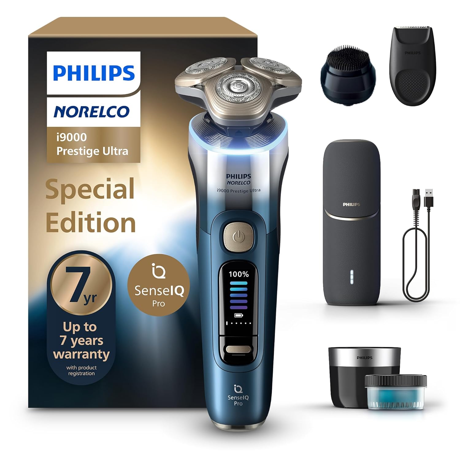 Philips Norelco Shaver i9000 Prestige Ultra Special Edition - Wet Dry Electric Shaver SenseIQ Pro Technology Triple Lift