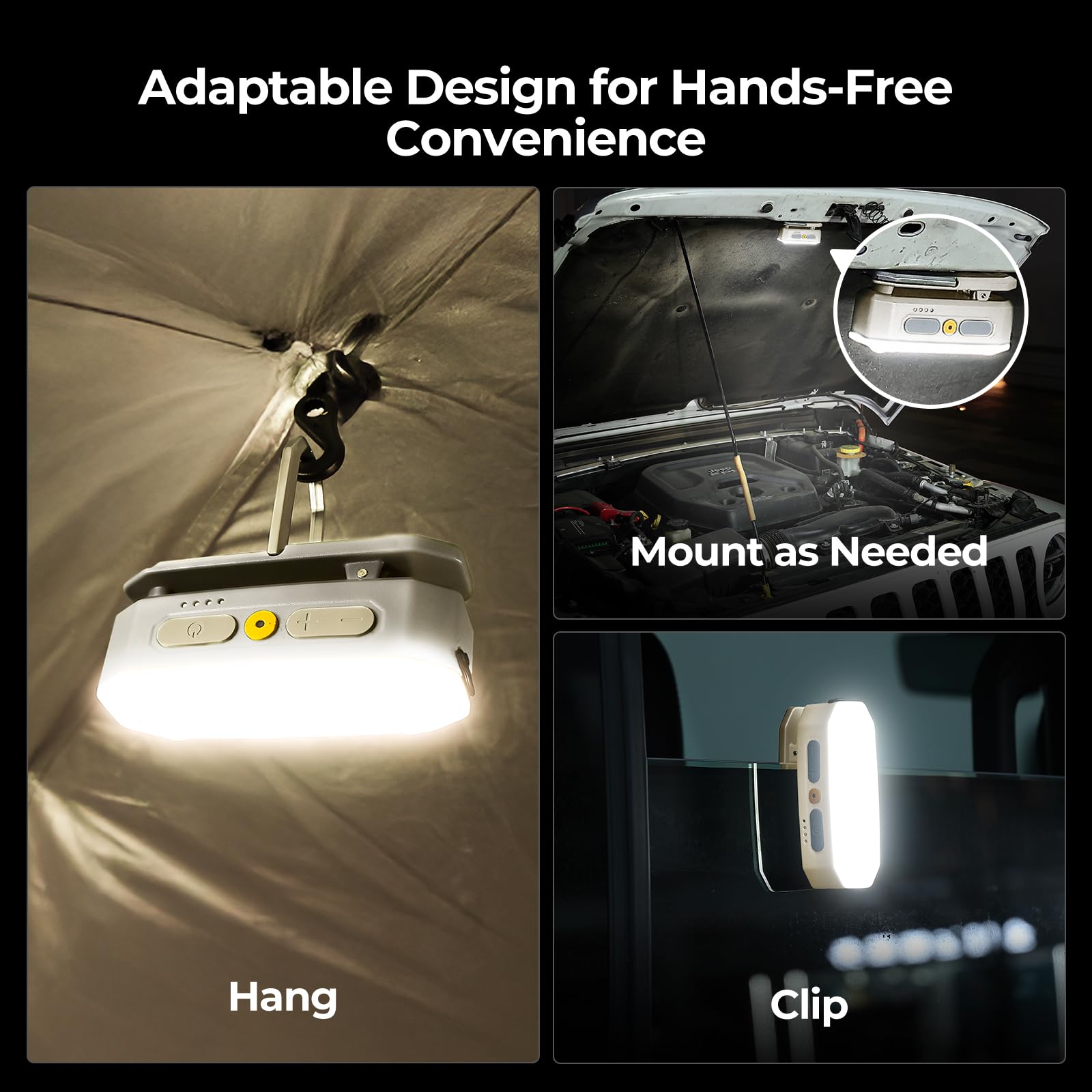 BougeRV Luz de área móvil, linterna de camping recargable, luz de camping portátil de 3200 mAh, IP65 impermeable, lámpara de campamento para tienda de campaña, cortes de energía, emergencia