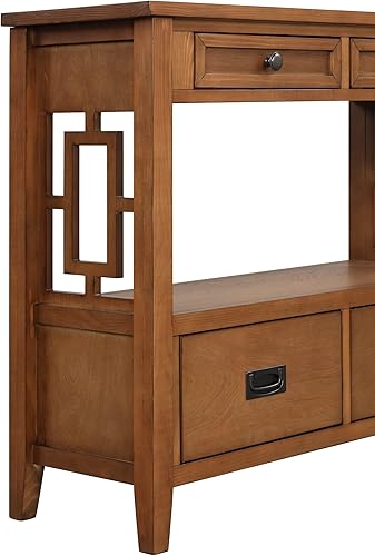 Miniatura 6 de Mesa de sofá de entrada con 4 cajones de almacenamiento grandes para entrada, sala de estar, dormitorio, pasillo, cocina, mesa auxiliar de sofá,