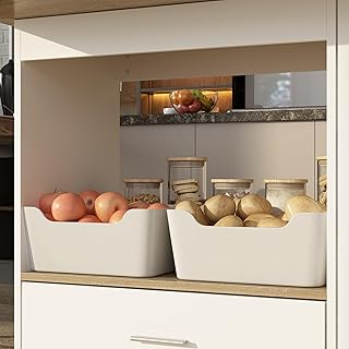 Isla de cocina con estantes ajustables y mesa de desayuno, armario grande para bufé, color blanco/beige, independiente, 150 x 80 x 91 cm