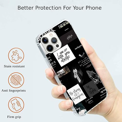 Miniatura 2 de Funda de teléfono con collage cristiano estético compatible con iPhone 12 Pro Max, diseño de collage negro de Jesús Dios, para adolescentes,