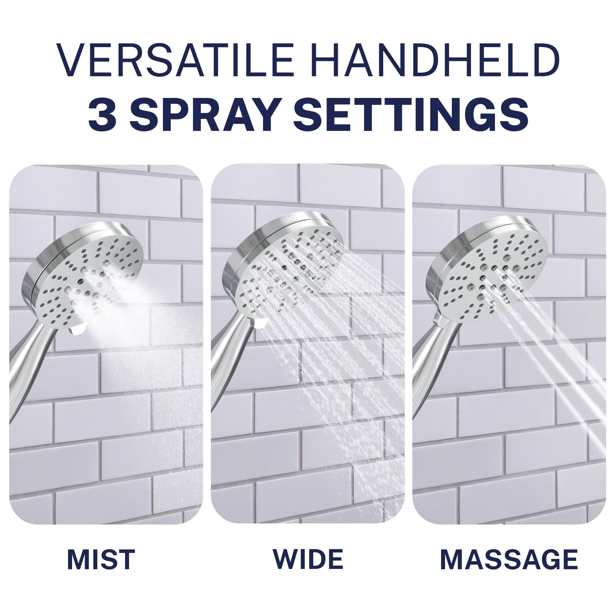 HammerHead Showers® ALL METAL Dual Shower Head Combo – CHROME – 8 Inch Rainfall High Flow Shower Head & 3-Flow Handheld Shower Head High Pressure with Hose 6ft - Luxury Double Shower Heads